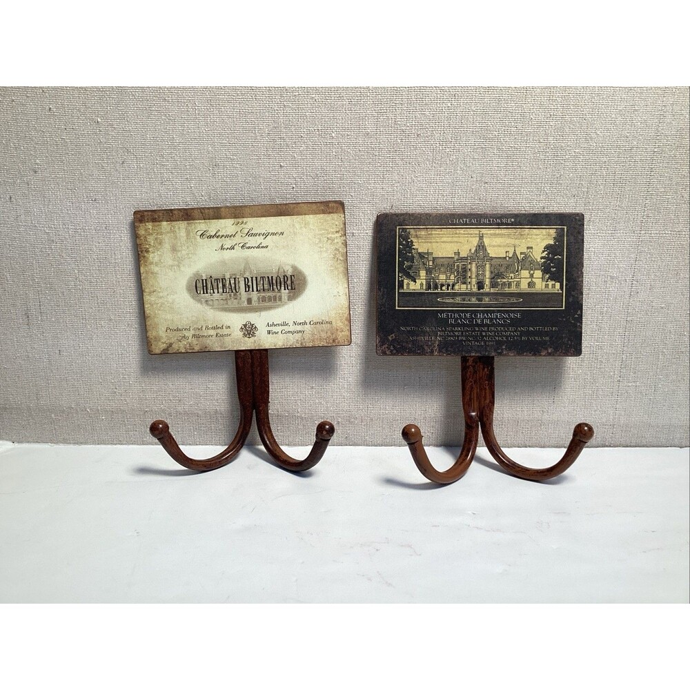 biltmore inspirations metal reserve wine wall hooks set of 2- 5”x6.5”